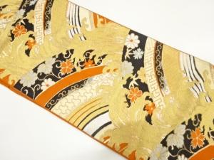 アンティーク　荒波に花模様織り出し袋帯（材料）